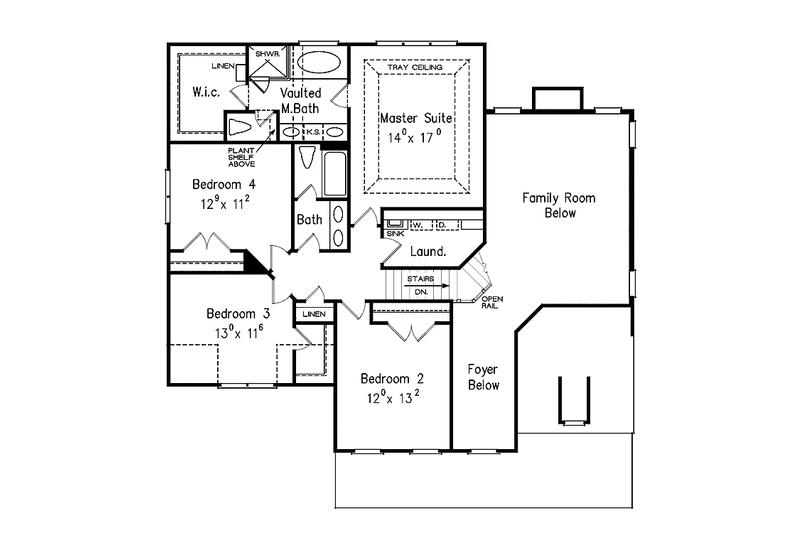 Home Plan - Floor Plan - Upper Floor for Craftsman House Plan #927-165 - 5 bed, 3 bath
