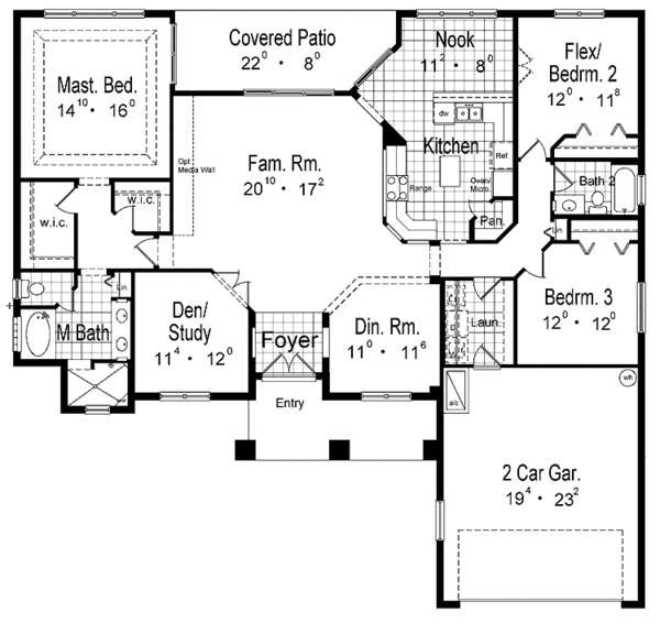 Home Plan - Mediterranean Floor Plan - Main Floor Plan #417-769