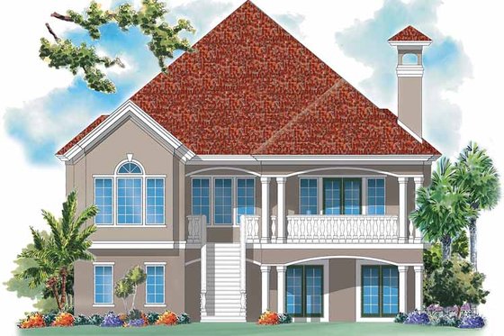 Exterior - Rear Elevation for Mediterranean House Plan #930-158 - 3 bed, 2 bath