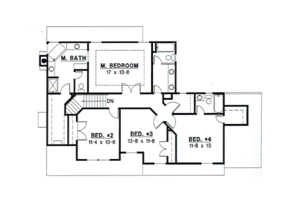 Floor Plan - Upper Floor for Traditional House Plan #67-497 - 4 bed, 3.5 bath
