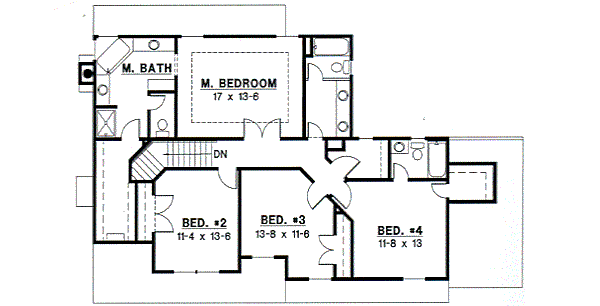 Traditional Floor Plan - Upper Floor Plan #67-497