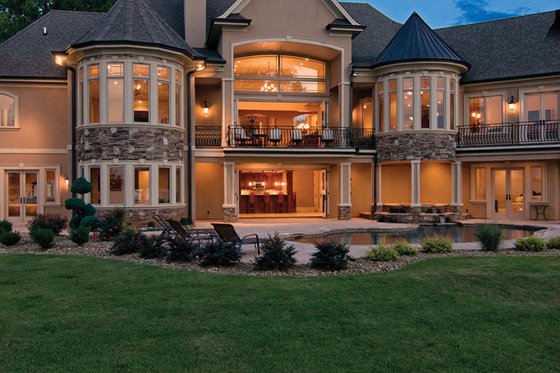 European Exterior - Rear Elevation Plan #929-895