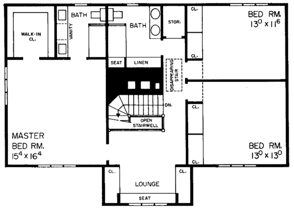 House Blueprint - Contemporary Floor Plan - Upper Floor Plan #72-596