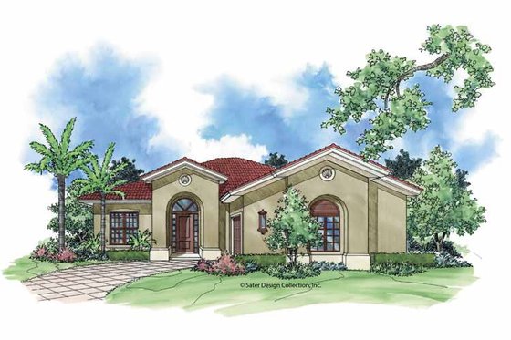 Exterior - Front Elevation 3 for Mediterranean House Plan #930-392 - 2 bed, 2 bath