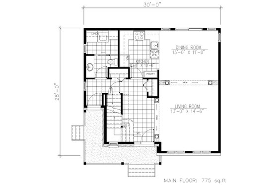 Floor Plan - Main Floor for Farmhouse House Plan #138-346 - 3 bed, 1.5 bath
