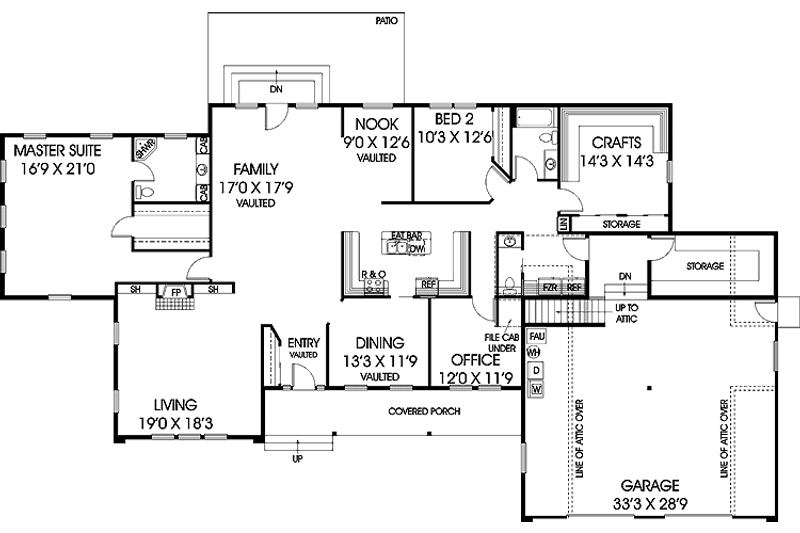 Home Plan - Floor Plan - Main Floor for Country House Plan #60-1020 - 2 bed, 2.5 bath