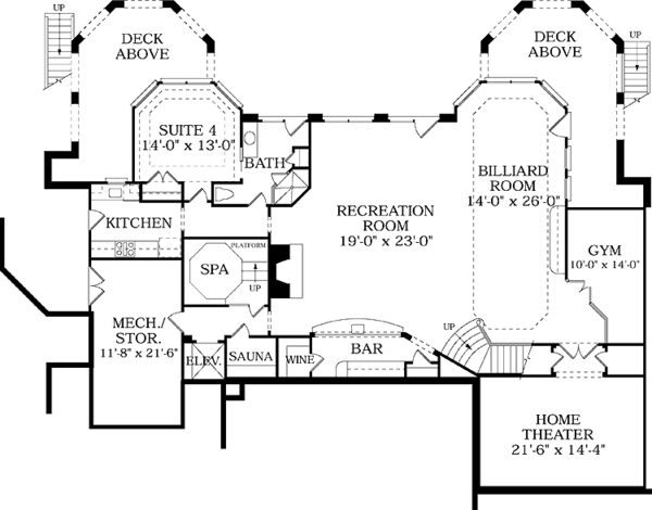 House Design - Mediterranean Floor Plan - Lower Floor Plan #453-380