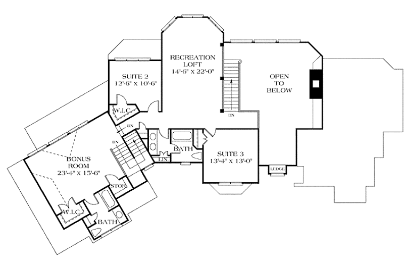 Architectural House Design - Floor Plan - Upper Floor for Traditional House Plan #453-422 - 3 bed, 2.5 bath