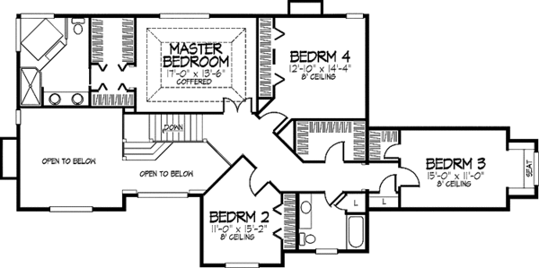 Dream House Plan - Traditional Floor Plan - Upper Floor Plan #320-890