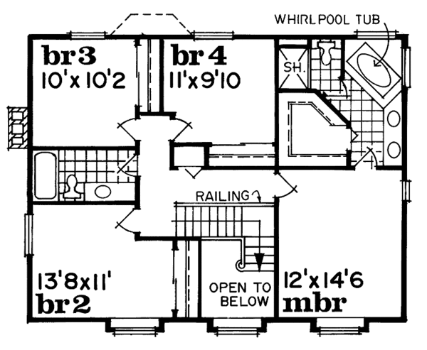 Home Plan - Country Floor Plan - Upper Floor Plan #47-1018
