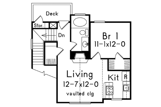 Floor Plan - Upper Floor for Traditional House Plan #57-165 - 1 bed, 1 bath