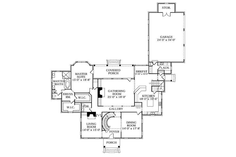 House Plan Design - Floor Plan - Main Floor for Classical House Plan #453-368 - 5 bed, 5.5 bath