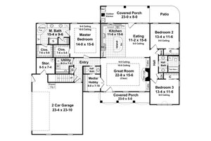 Floor Plan - Main Floor for Farmhouse House Plan #21-514 - 3 bed, 2.5 bath