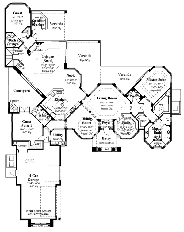 Architectural House Design - Mediterranean Floor Plan - Main Floor Plan #930-328