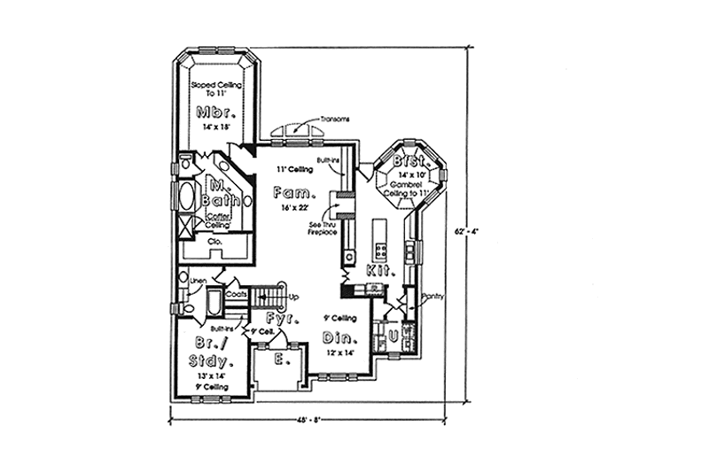 House Design - Floor Plan - Main Floor for Country House Plan #974-3 - 3 bed, 3 bath