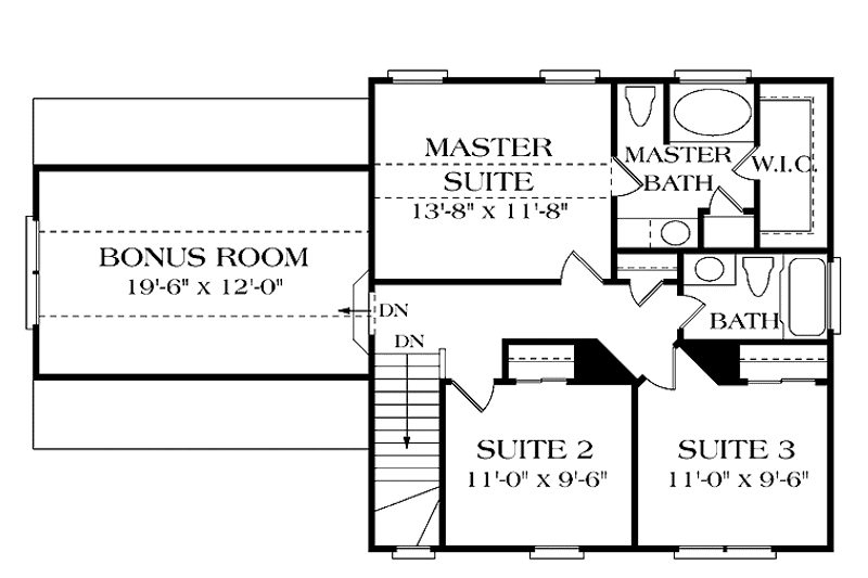 Home Plan - Floor Plan - Upper Floor for Classical House Plan #453-296 - 3 bed, 2.5 bath