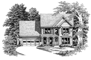 Colonial Style House Plan - 3 Beds 2.5 Baths 1675 Sq/Ft Plan #927-45 Exterior 