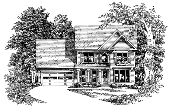 Exterior - Front Elevation 3 for Colonial House Plan #927-45 - 3 bed, 2.5 bath