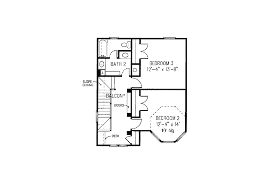 Floor Plan - Upper Floor for Victorian House Plan #410-392 - 3 bed, 2.5 bath