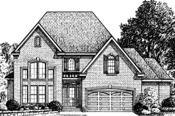 Exterior - Front Elevation for European House Plan #34-221 - 3 bed, 2.5 bath