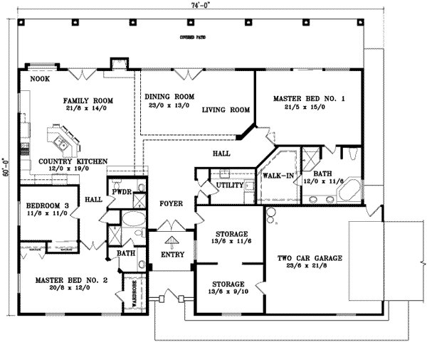 Dream House Plan - Adobe / Southwestern Floor Plan - Main Floor Plan #1-1034