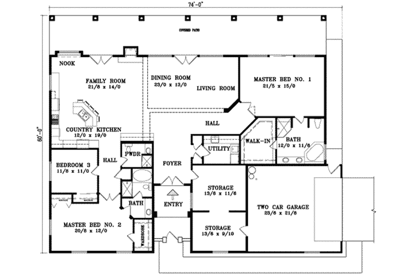 Dream House Plan - Floor Plan - Main Floor for Adobe / Southwestern House Plan #1-1034 - 3 bed, 3 bath