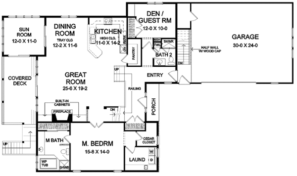 Home Plan - Ranch Floor Plan - Main Floor Plan #328-373