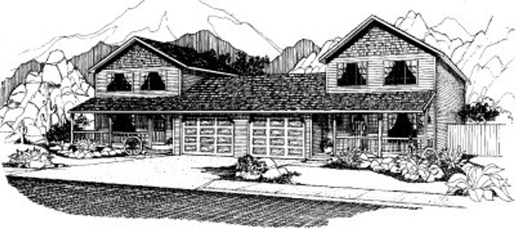 Exterior - Front Elevation 2 for Traditional House Plan #303-300 - 2 bed, 1.5 bath