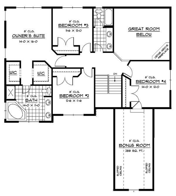House Plan Design - European Floor Plan - Upper Floor Plan #51-646