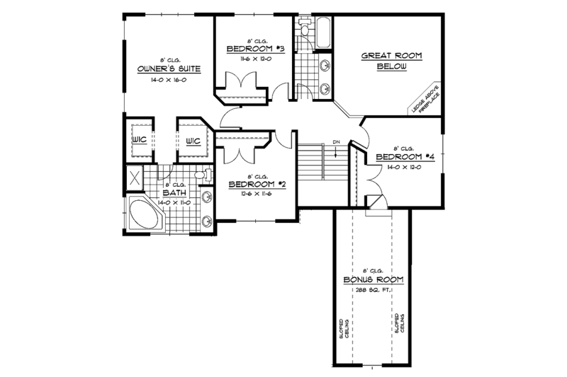 Home Plan - Floor Plan - Upper Floor for European House Plan #51-646 - 4 bed, 2.5 bath