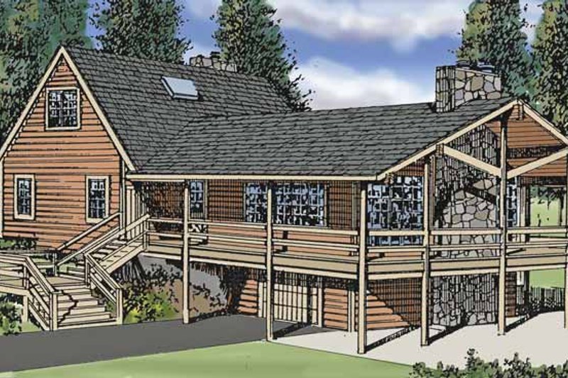 Home Plan - Log Exterior - Front Elevation Plan #314-211