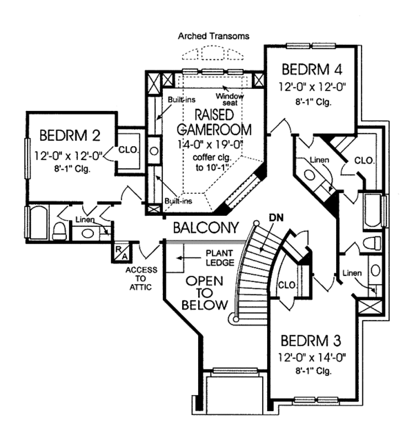 Dream House Plan - Country Floor Plan - Upper Floor Plan #974-54