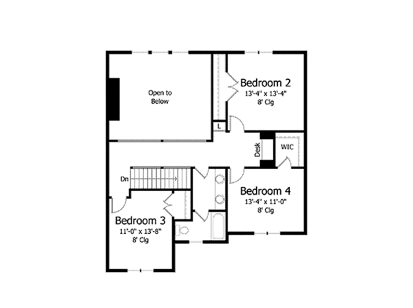 House Design - Colonial Floor Plan - Upper Floor Plan #51-1018