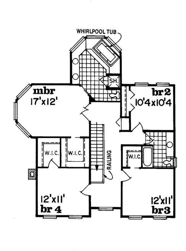 Architectural House Design - Victorian Floor Plan - Upper Floor Plan #47-839