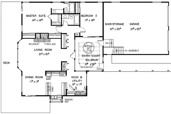 Floor Plan - Main Floor for Traditional House Plan #60-996 - 2 bed, 2 bath