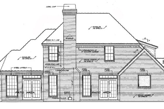 Exterior - Rear Elevation for Tudor House Plan #310-532 - 3 bed, 2.5 bath