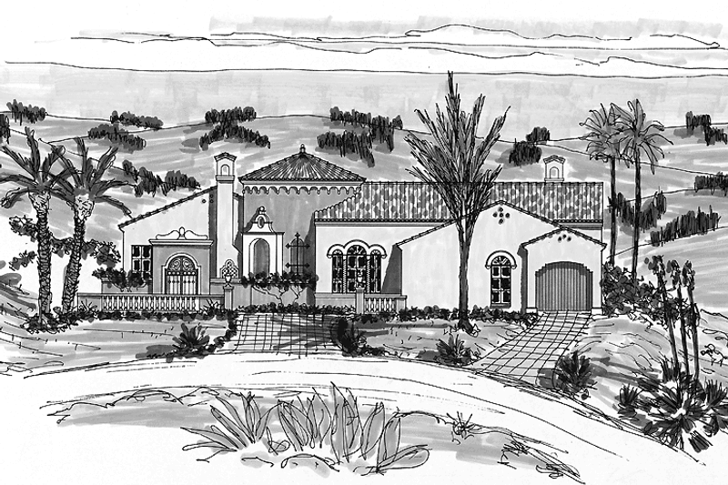 Architectural House Design - Mediterranean Exterior - Front Elevation Plan #76-121