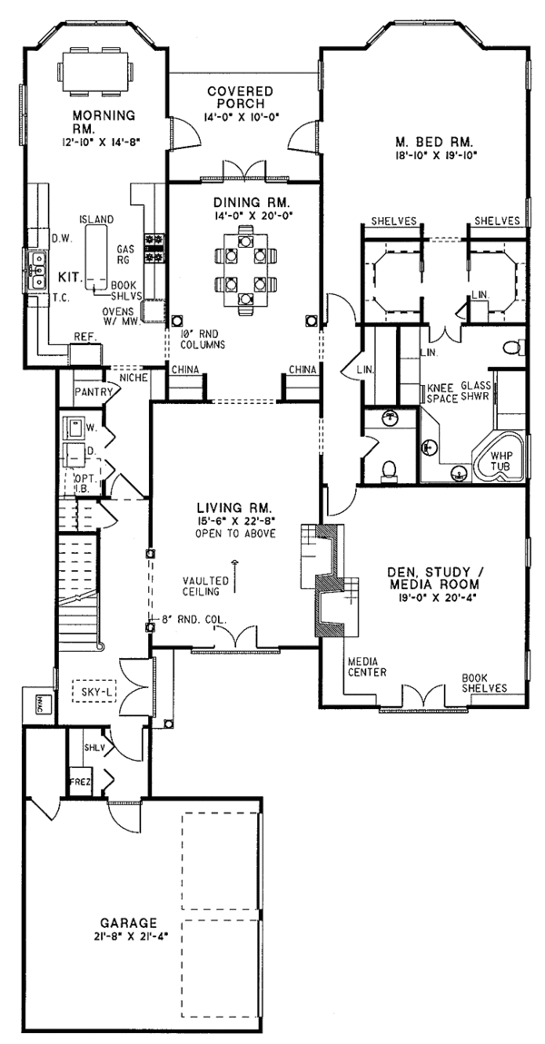 Architectural House Design - Traditional Floor Plan - Main Floor Plan #17-2630