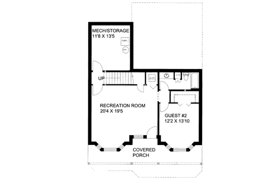 Floor Plan - Lower Floor for Bungalow House Plan #117-639 - 3 bed, 3 bath