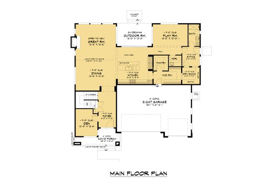 Floor Plan - Main Floor for Modern House Plan #1066-134 - 4 bed, 3.5 bath