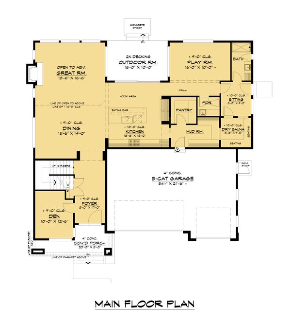 Modern Floor Plan - Main Floor Plan #1066-134