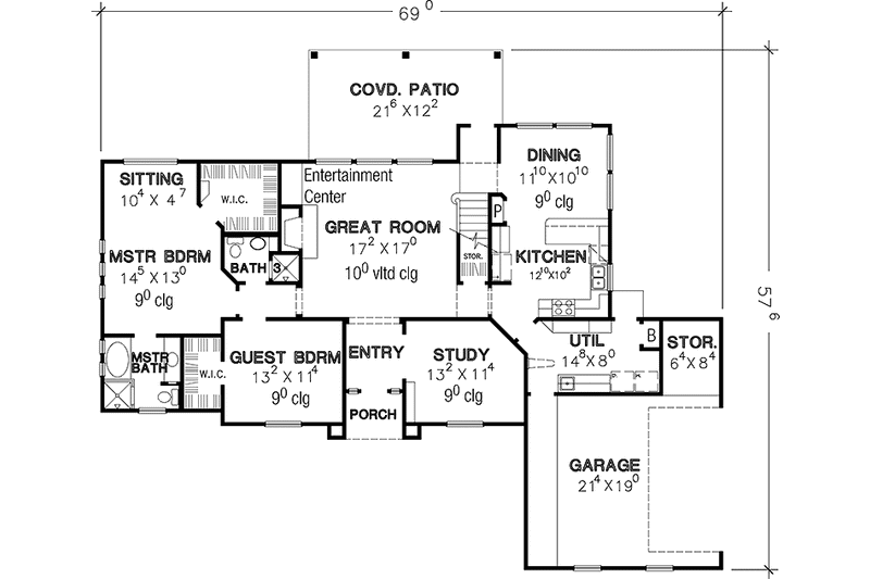 Dream House Plan - Floor Plan - Main Floor for Country House Plan #472-355 - 4 bed, 3 bath