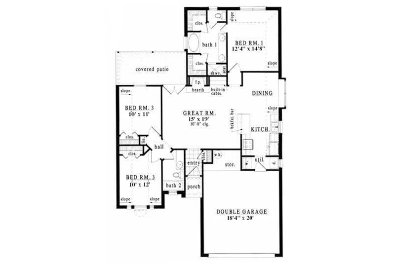 Home Plan - Floor Plan - Main Floor for European House Plan #42-515 - 3 bed, 2 bath