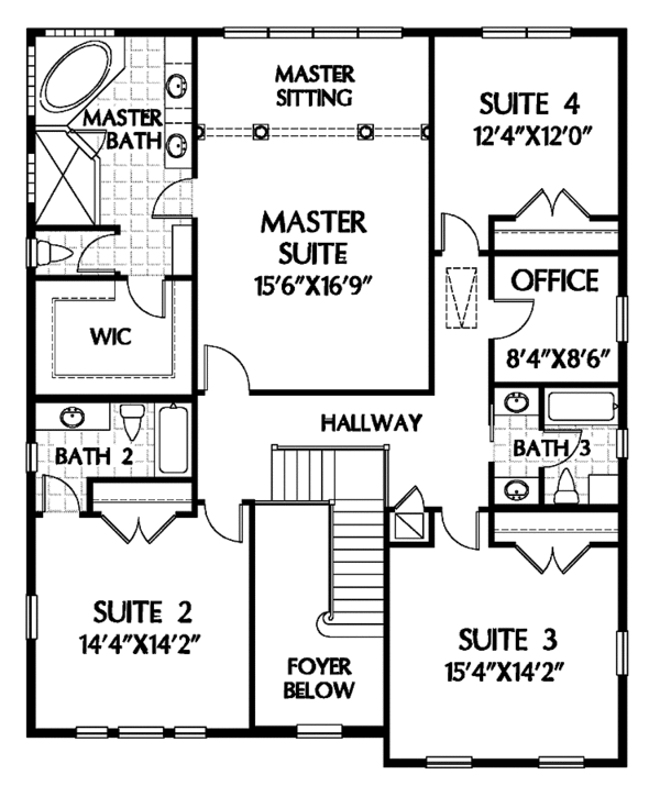 Home Plan - Colonial Floor Plan - Upper Floor Plan #999-55