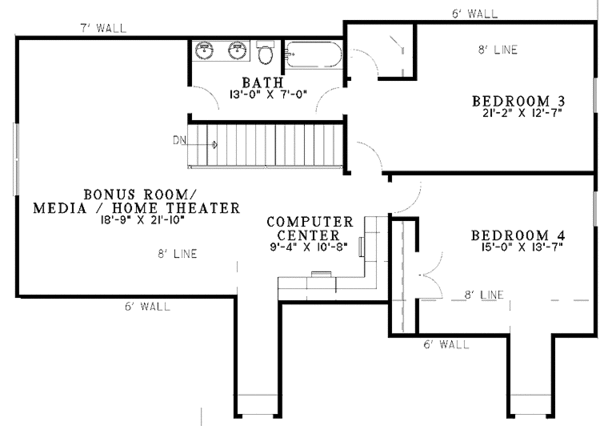 Dream House Plan - Country Floor Plan - Upper Floor Plan #17-3128
