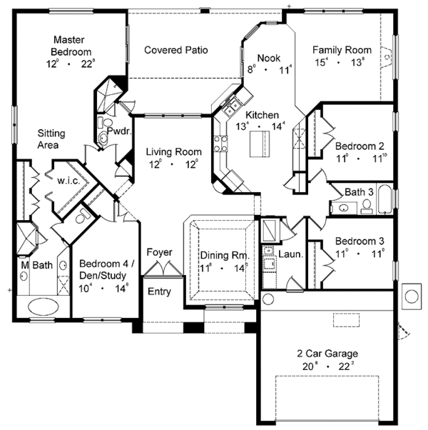 Architectural House Design - Mediterranean Floor Plan - Main Floor Plan #1015-14