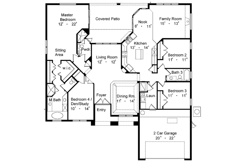 Architectural House Design - Mediterranean Floor Plan - Main Floor Plan #1015-14