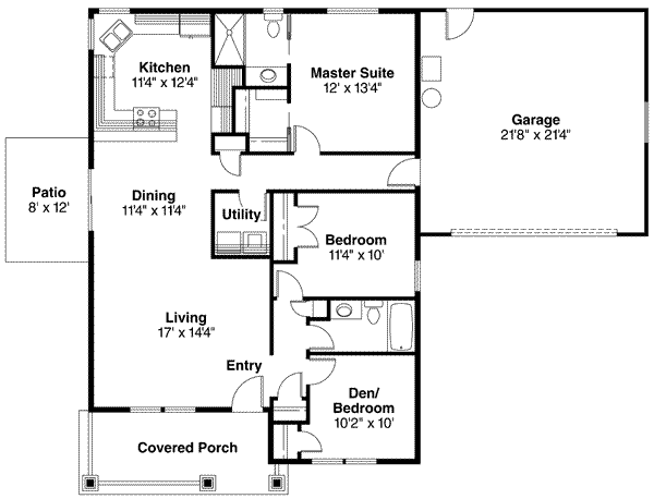 House Plan Design - Floor Plan - Main Floor Plan #124-458