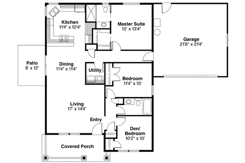 Home Plan - Floor Plan - Main Floor House Plan #124-458 - 3 bed, 2 bath