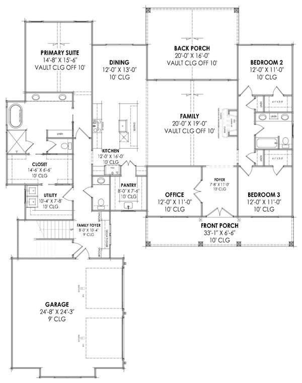 Architectural House Design - Farmhouse Floor Plan - Main Floor Plan #1096-77